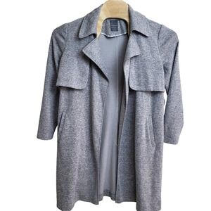 Primark Women's Size 14 Gray Marled Knit Long‎ Open Front Trench Coat Cardigan